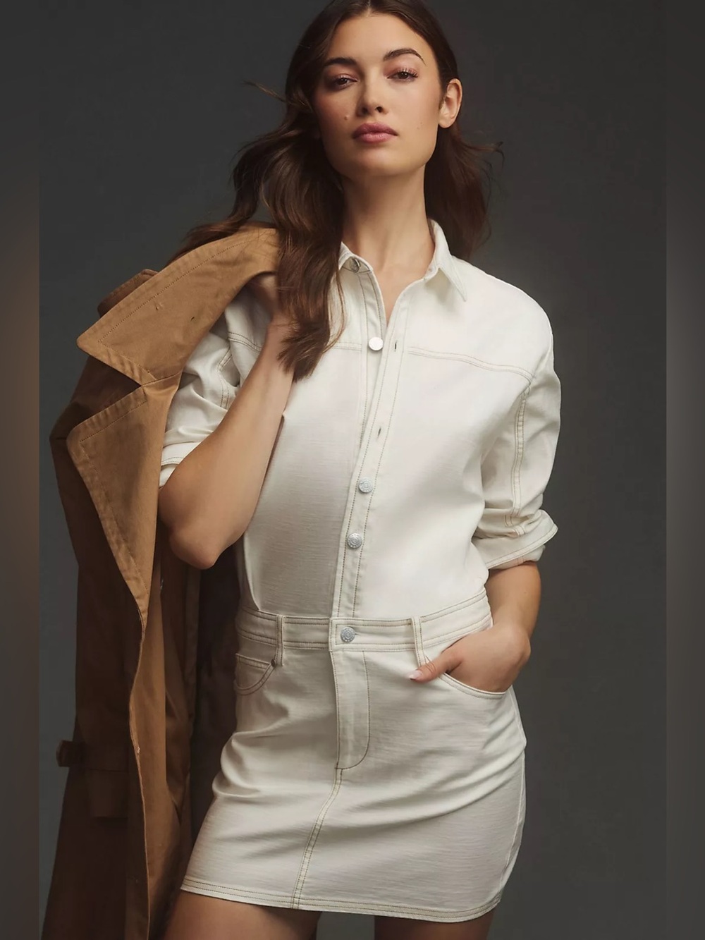 NWT Pilcro Denim Micro Mini Shirt Dress Anthropologie Sz Small Western